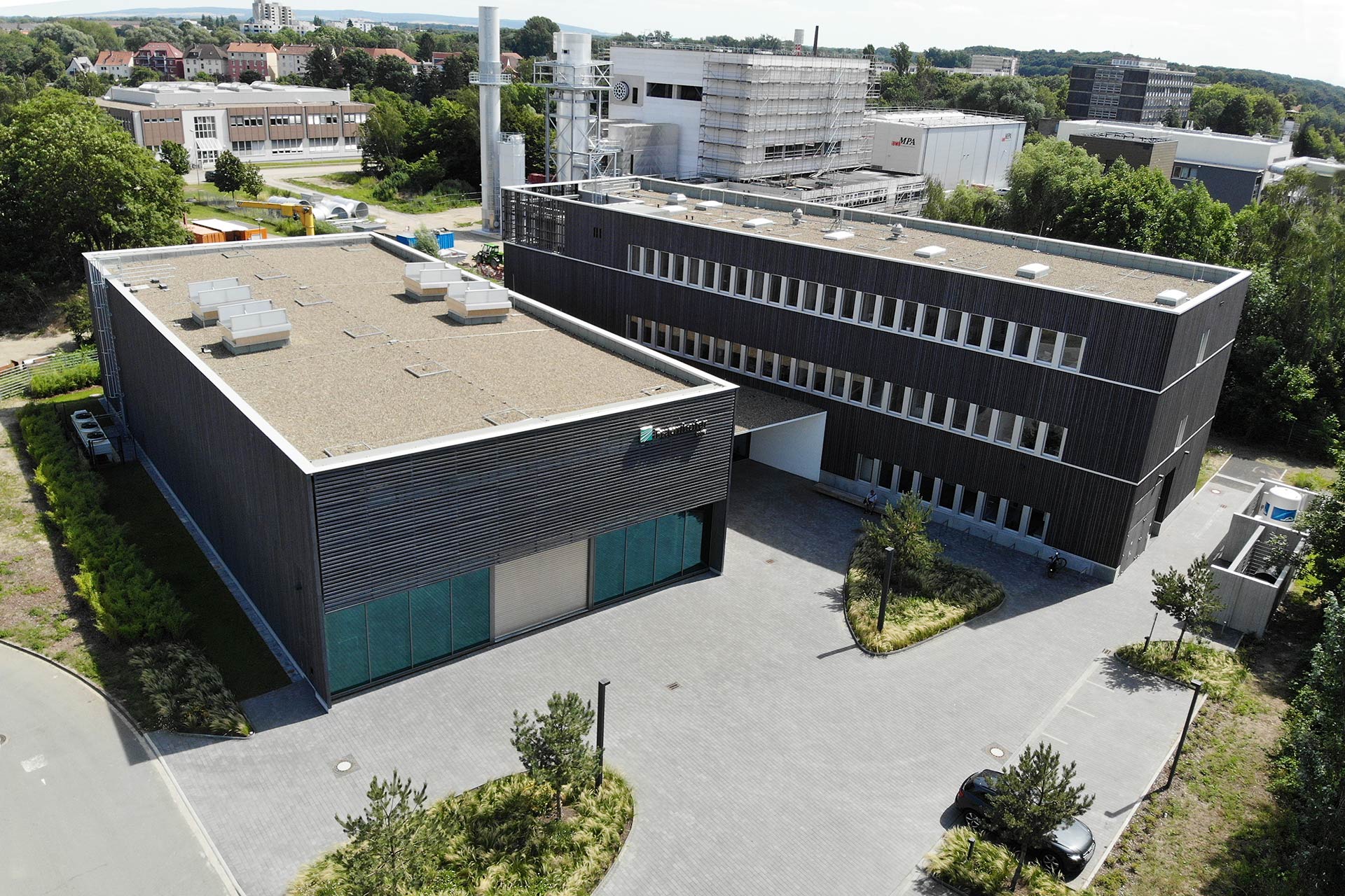 Neubau Zentrum für leichte und umweltgerechte Bauten, Zeluba, Braunschweig / Luftbild